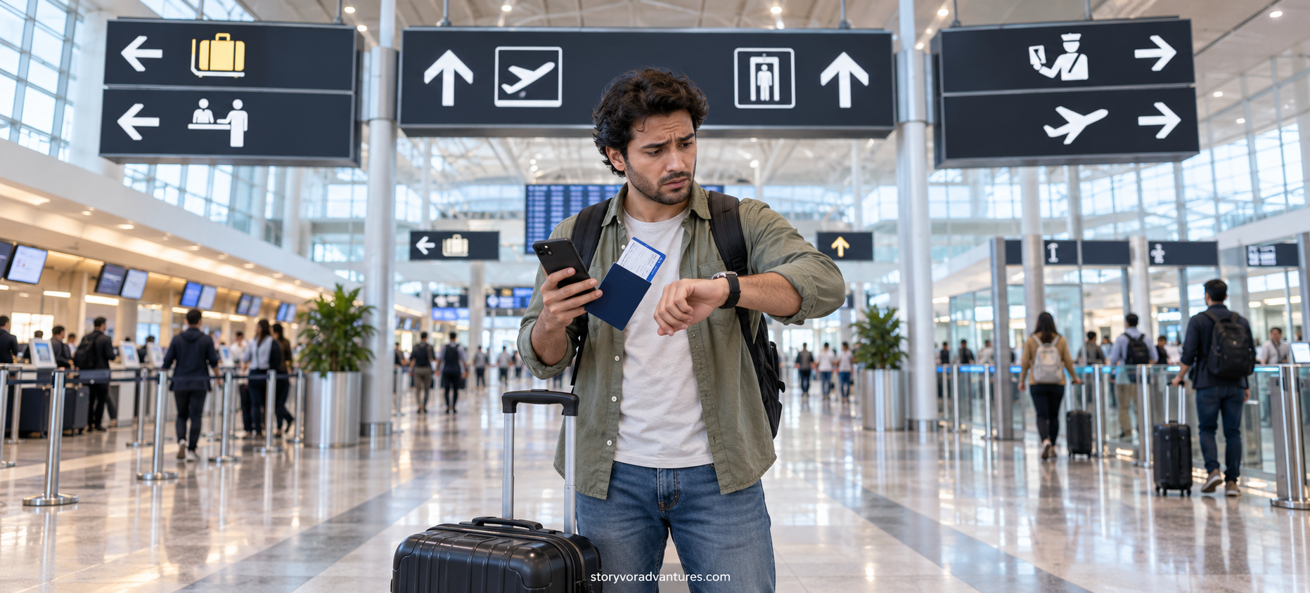 Confused first-time traveller trying to understand international airport procedures