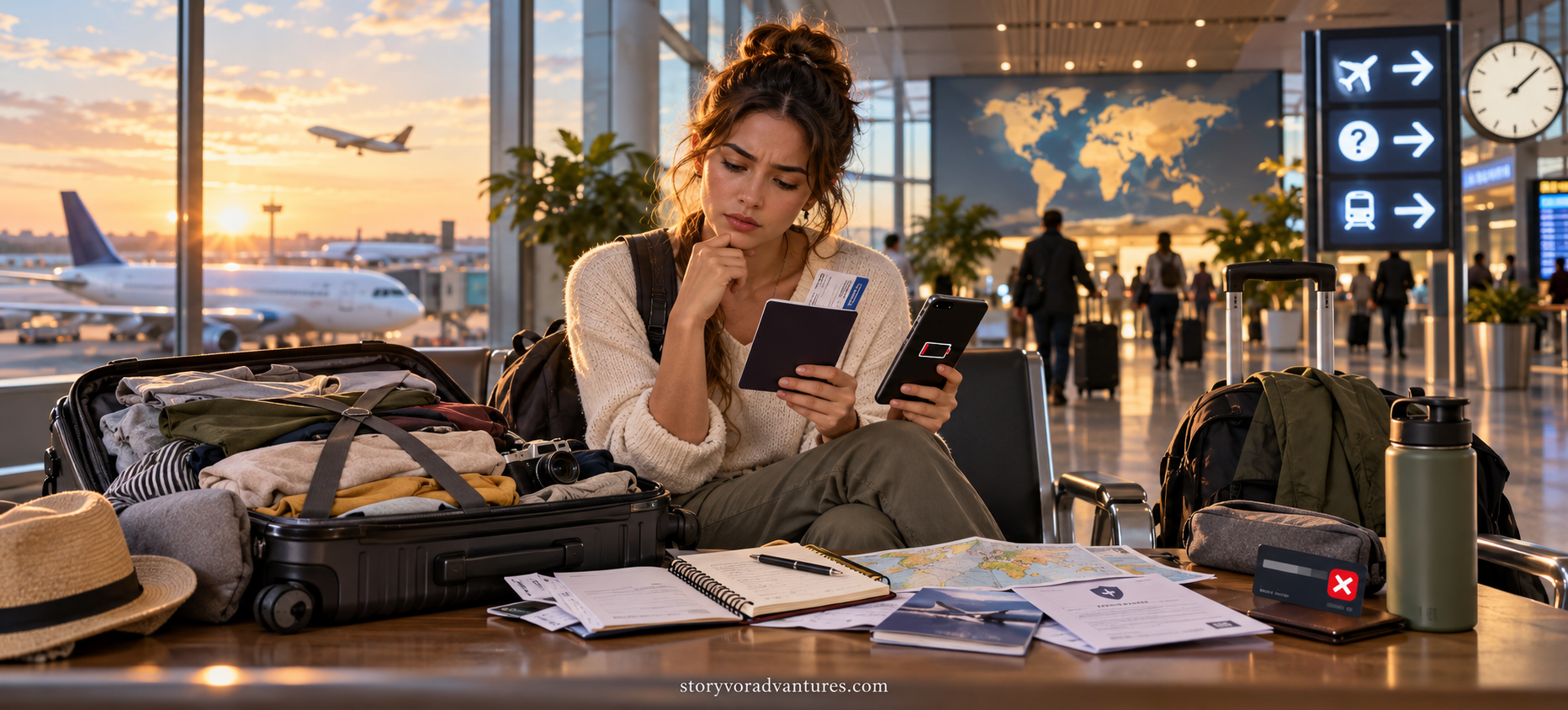 First-time international traveller reviewing common travel mistakes before departure